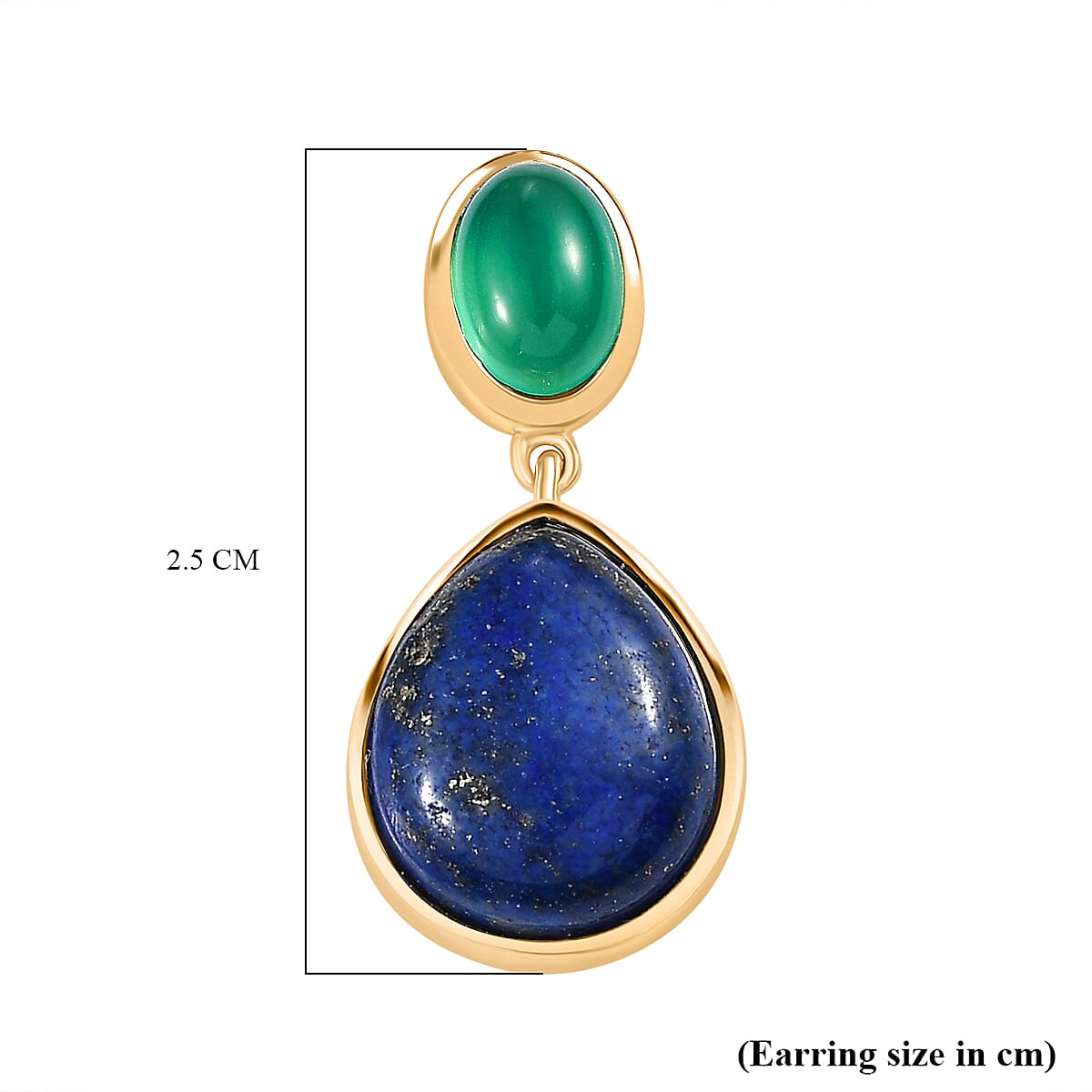 Lapis Lazuli &amp; Verde Onyx Stud Push Post Earring in Yellow Gold Plated 13.36 Ct. 8202492 6