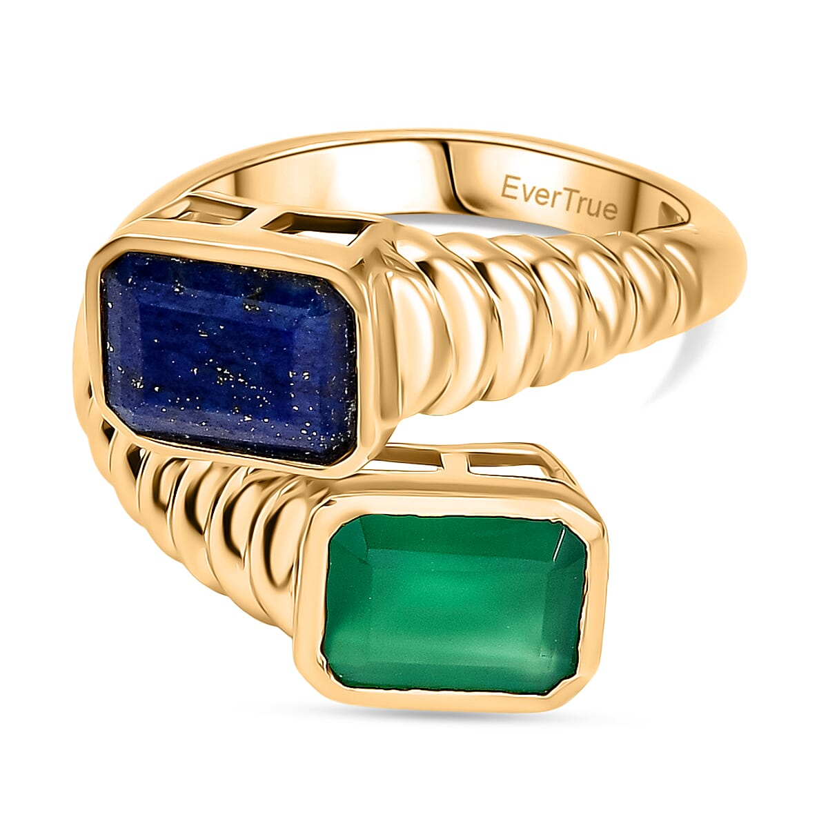 Lapis Lazuli &amp; Verde Onyx Ring in Yellow Gold Plating 3.25 Ct. 8195426 0