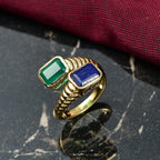 Ever True Lapis Lazuli & Verde Onyx Ring in Yellow Gold Plating 3.25 Ct.