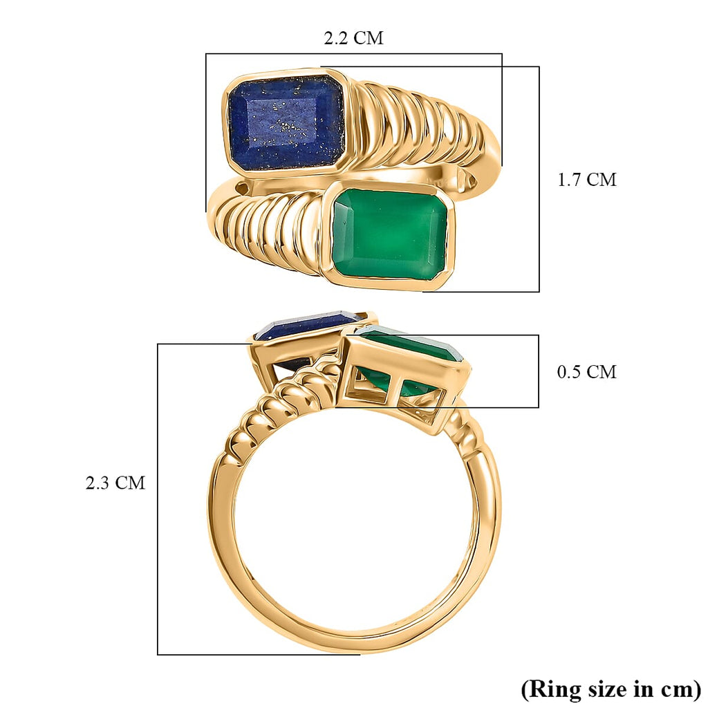 Ever True Lapis Lazuli & Verde Onyx Ring in Yellow Gold Plating 3.25 Ct.