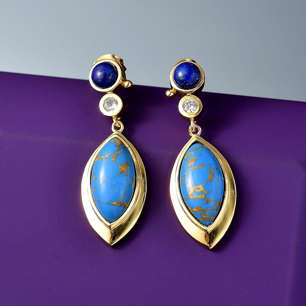 Tucson Find - Blue Turquoise & Lapis Drop Earring 9.00 Ct.
