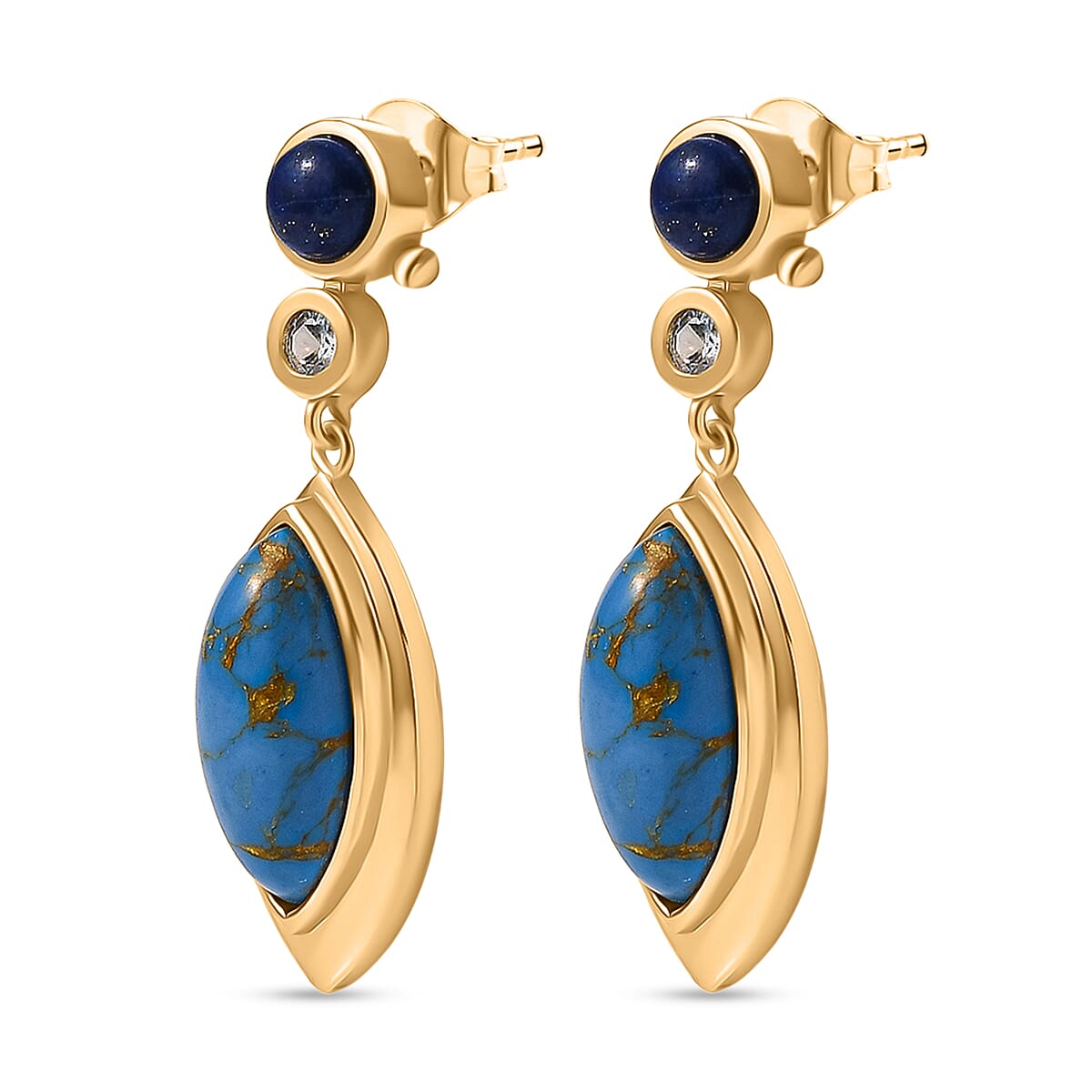 Tucson Find - Blue Turquoise &amp; Lapis Drop Earring 9.00 Ct. 8184238 4