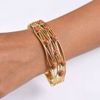 EverTrue Orange Mohave Turquoise Cuff Bangle (Size - 7.5) in Yellow Gold Plated 6.60 Ct.