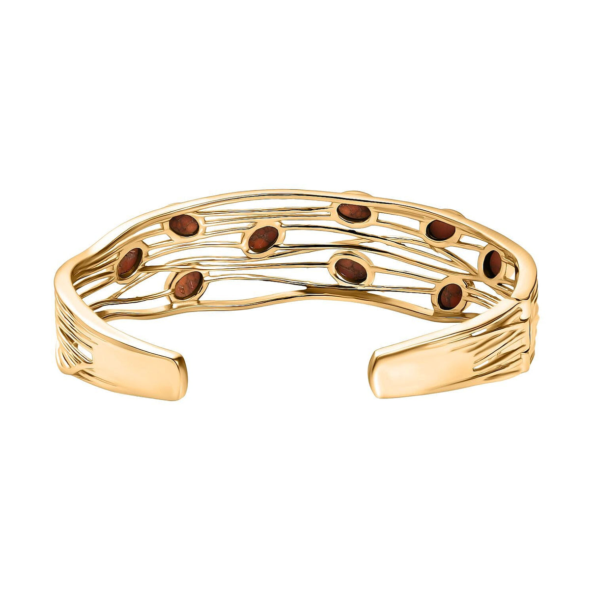 EverTrue Orange Mohave Turquoise Cuff Bangle (Size - 7.5) in Yellow Gold Plated 6.60 Ct. 8179537 5