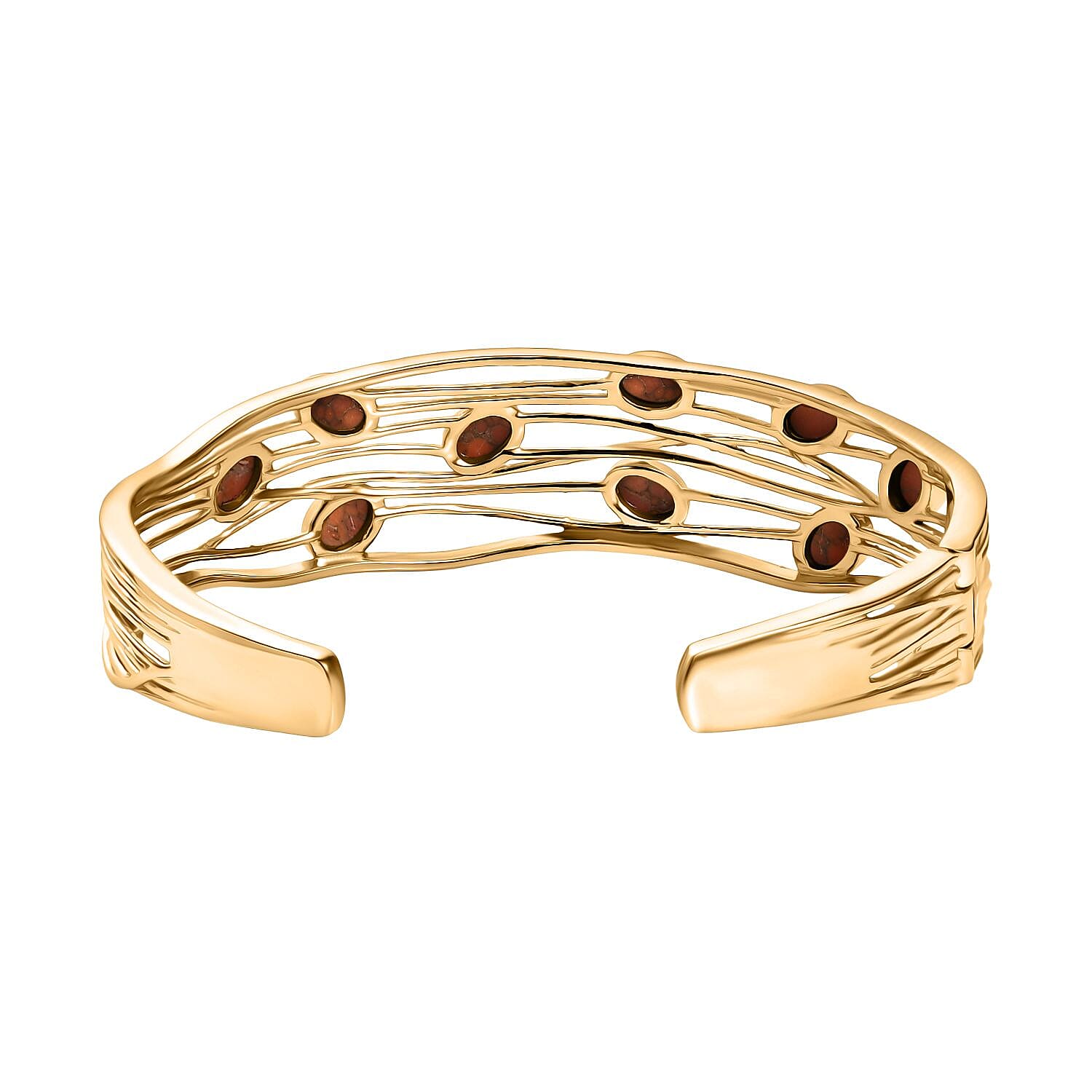 EverTrue Orange Mohave Turquoise Cuff Bangle (Size - 7.5) in Yellow Gold Plated 6.60 Ct. 8179537 5
