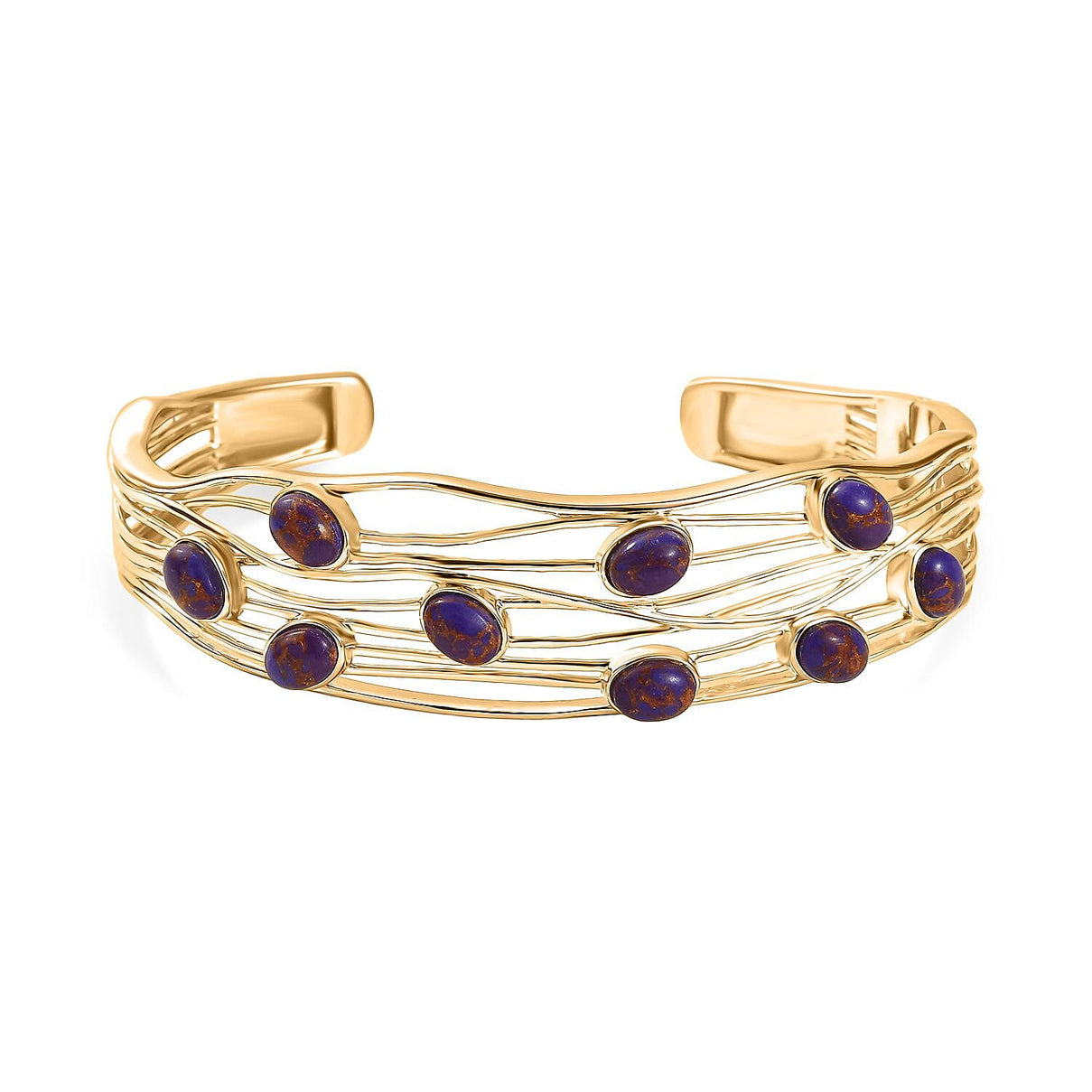 EverTrue Purple Turquoise Cuff Bangle (Size - 7.5) in Yellow Gold Plated 6.48 Ct. 8179538 0