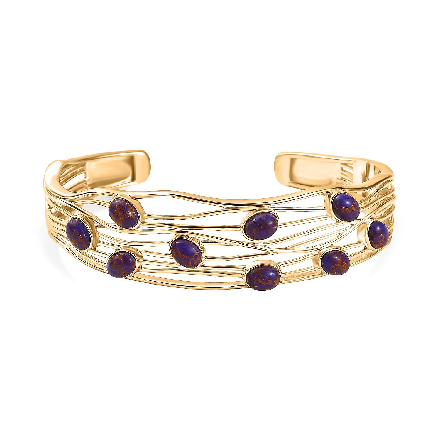 EverTrue Purple Turquoise Cuff Bangle (Size - 7.5) in Yellow Gold Plated 6.48 Ct. 8179538 0