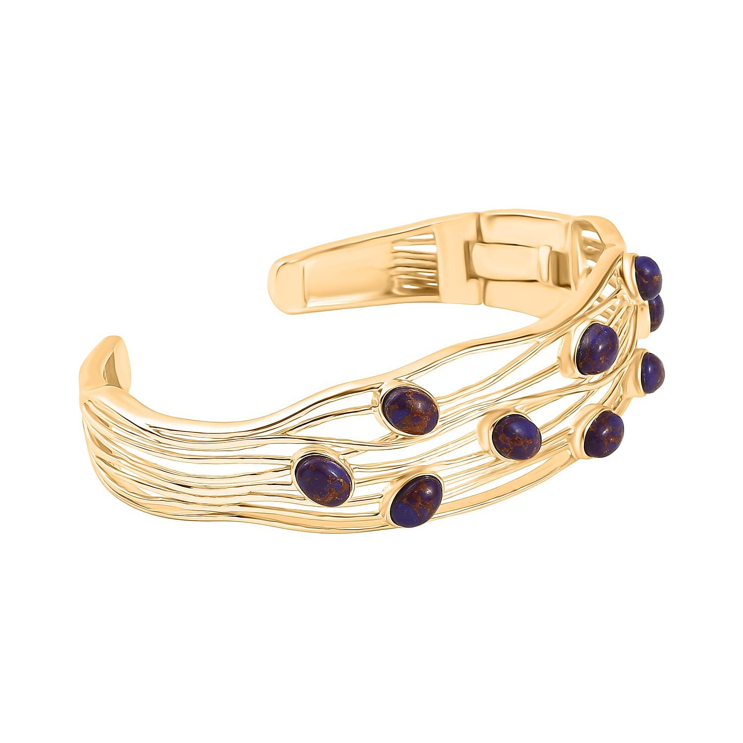 EverTrue Purple Turquoise Cuff Bangle (Size - 7.5) in Yellow Gold Plated 6.48 Ct. 8179538 4