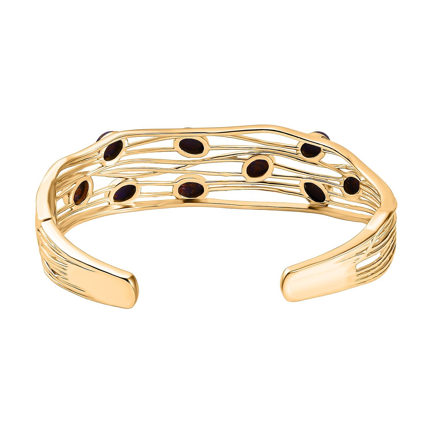 EverTrue Purple Turquoise Cuff Bangle (Size - 7.5) in Yellow Gold Plated 6.48 Ct. 8179538 5