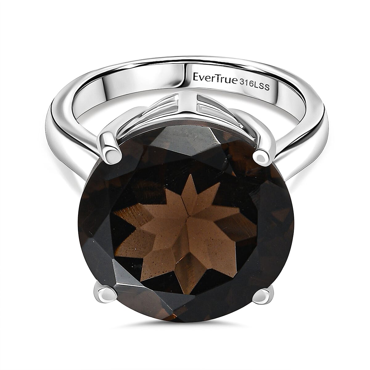 EverTrue 10.88 Ct. Smoky Quartz Solitaire Ring in Stainless Steel 8179635 0