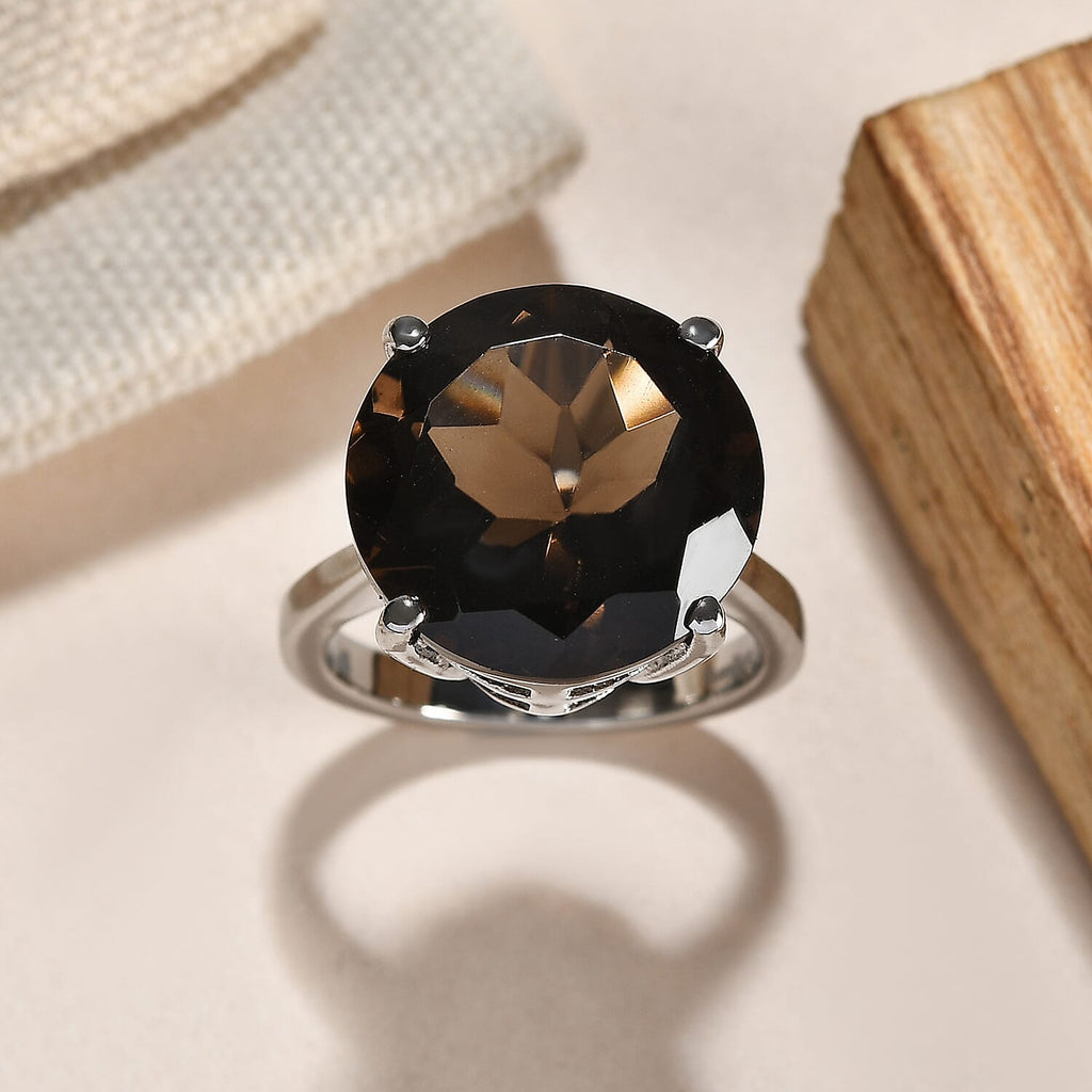 EverTrue Premium Brazilian Smoky Quartz Solitaire Ring 10.88 Ct.