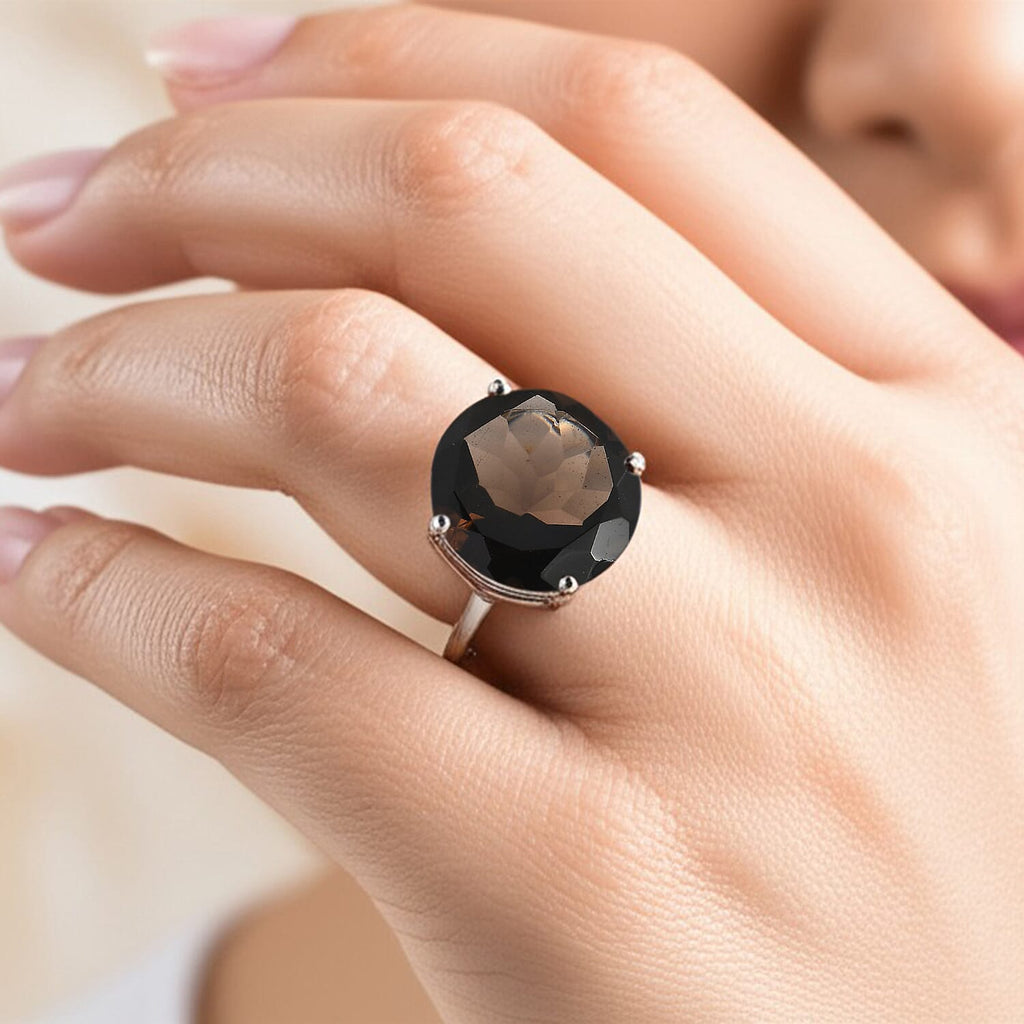 EverTrue Premium Brazilian Smoky Quartz Solitaire Ring 10.88 Ct.