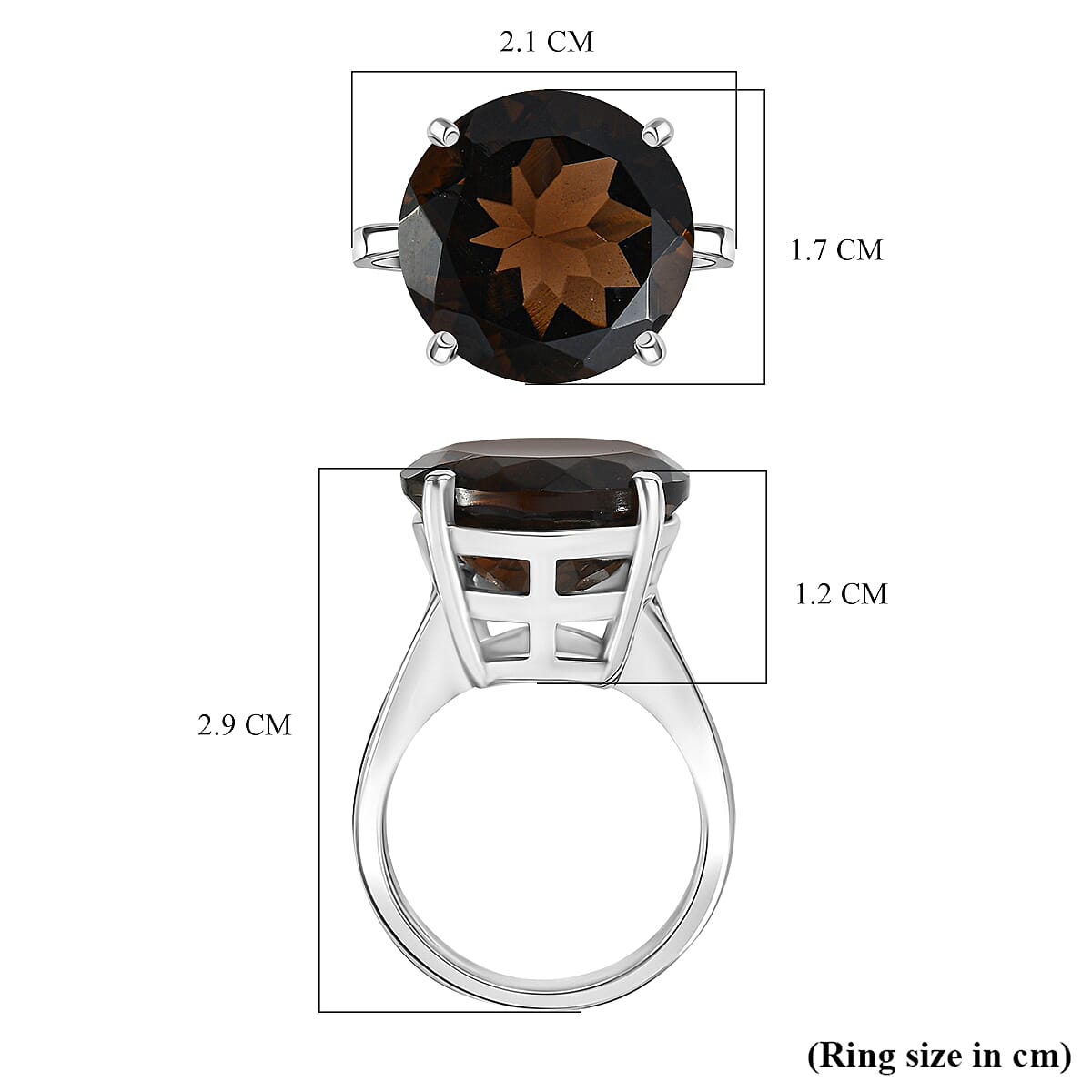 EverTrue 10.88 Ct. Smoky Quartz Solitaire Ring in Stainless Steel 8179635 5