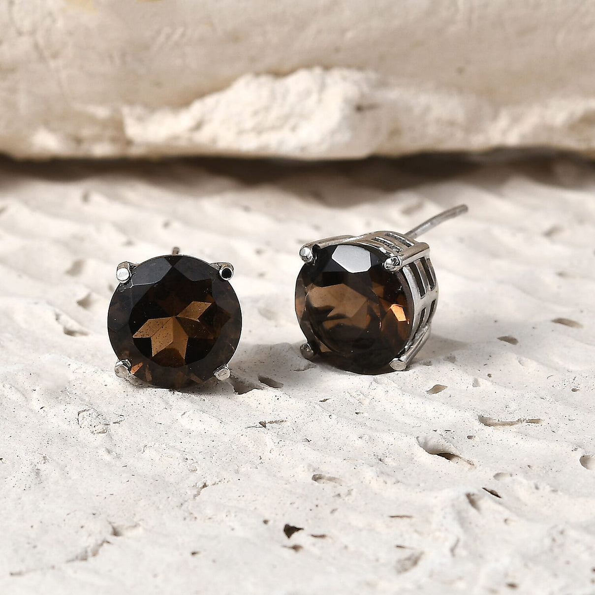 Premium Brazilian Smoky Quartz Solitaire Stud Earrings 6.77 Ct. 8179668 2