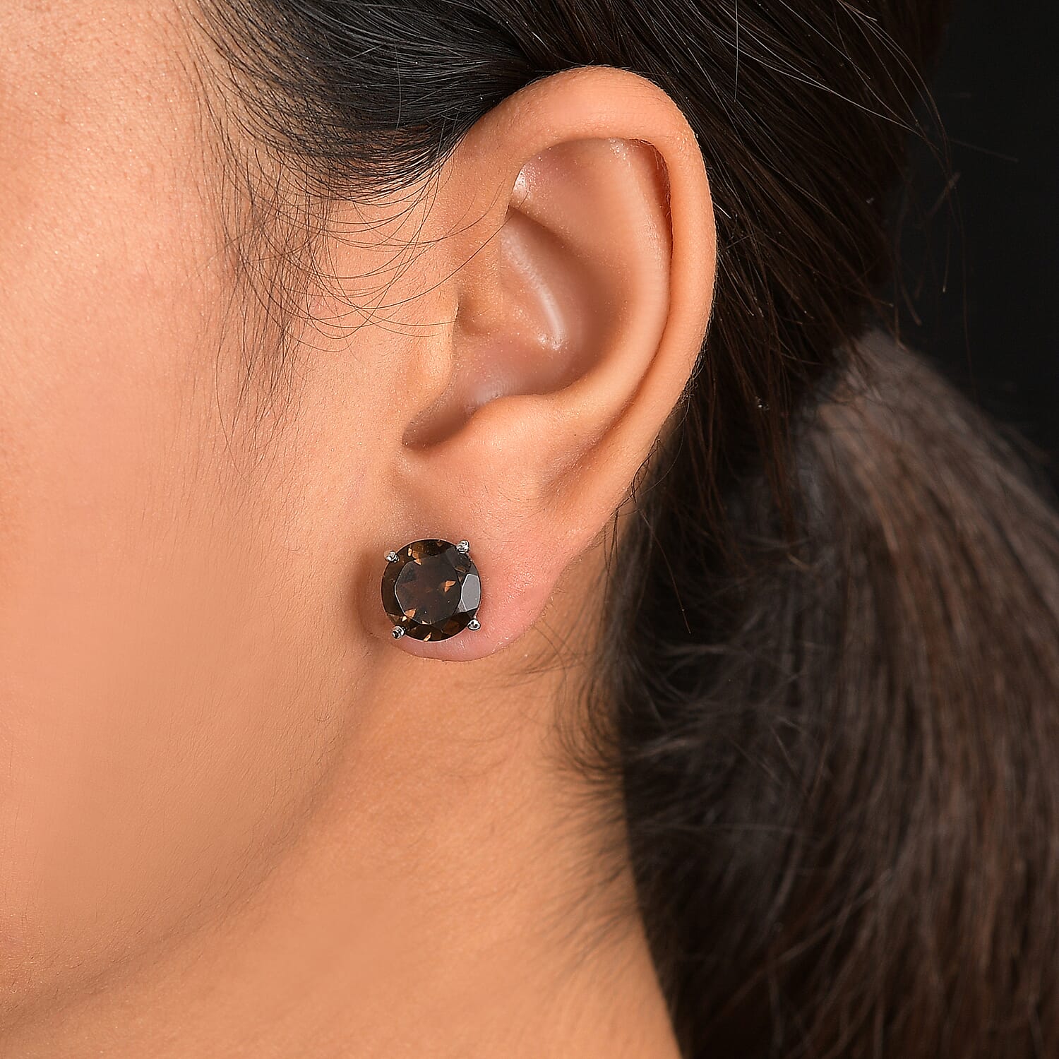 Premium Brazilian Smoky Quartz Solitaire Stud Earrings 6.77 Ct. 8179668 3