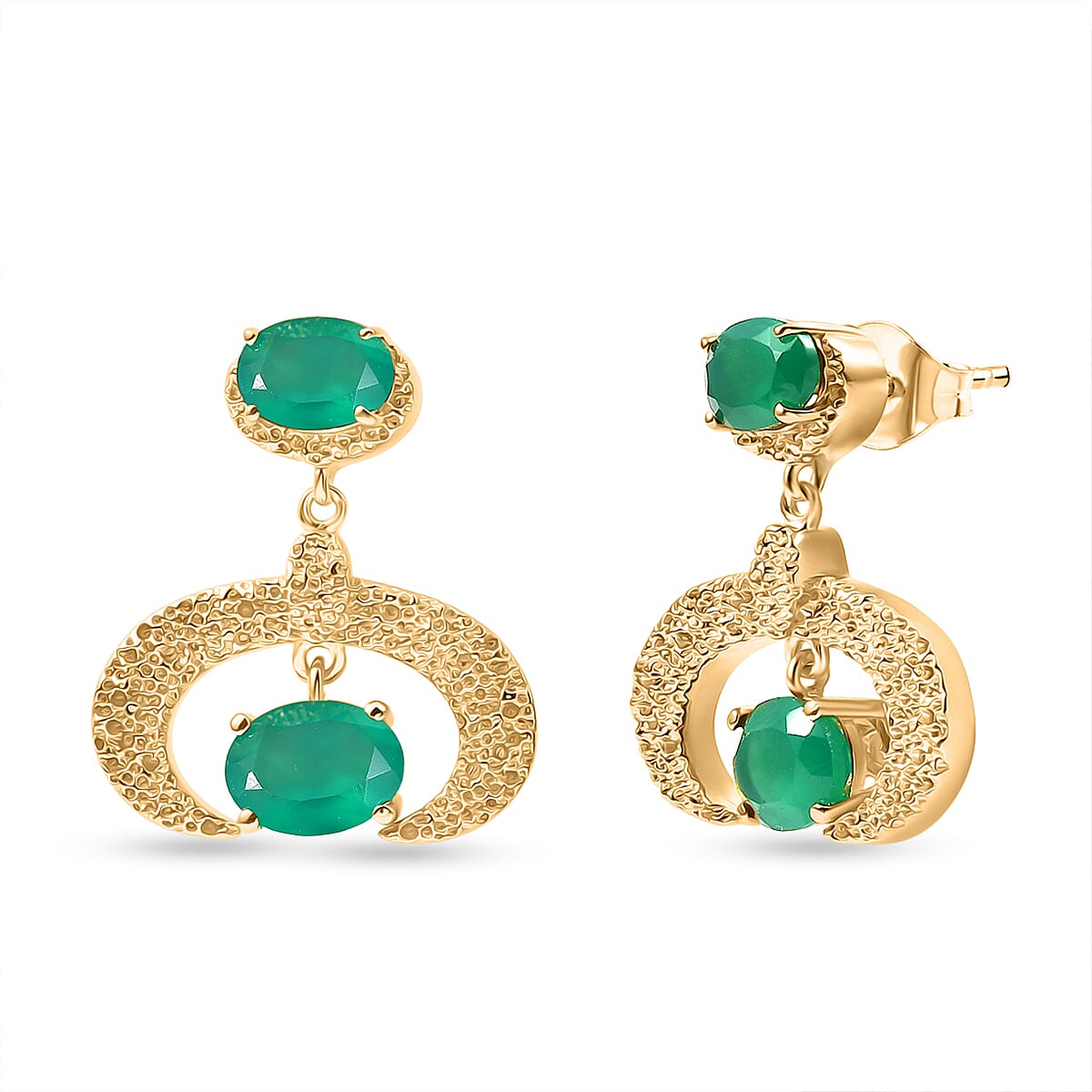 Verde Onyx Dangling Earring with Push Back in Yellow Gold Plating 3.69 Ct. 8195386 0