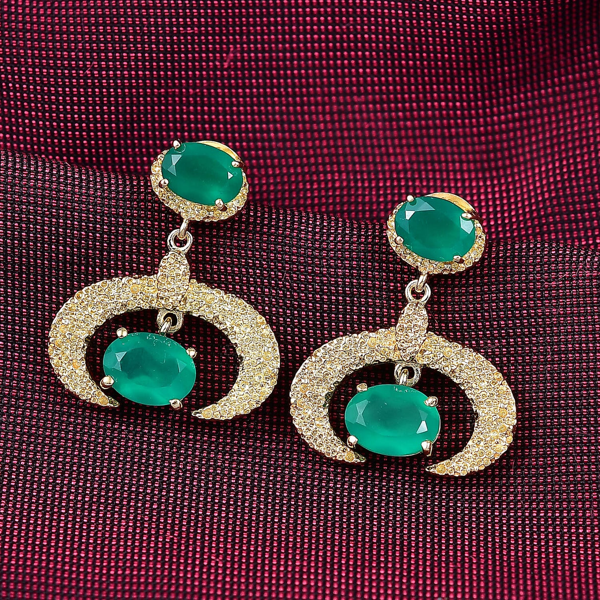 Verde Onyx Dangling Earring with Push Back in Yellow Gold Plating 3.69 Ct. 8195386 2