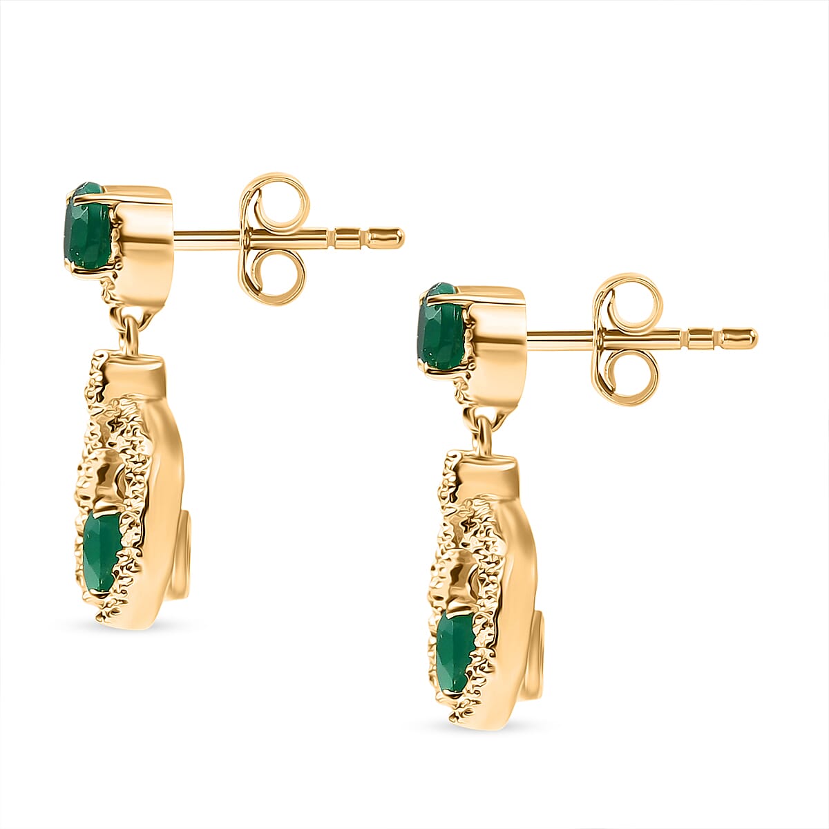 Verde Onyx Dangling Earring with Push Back in Yellow Gold Plating 3.69 Ct. 8195386 4