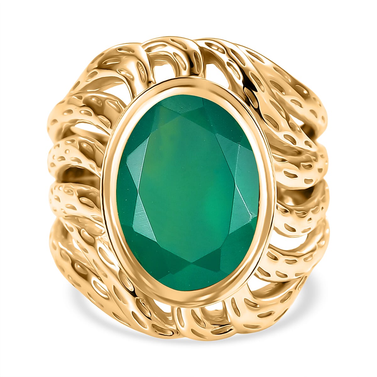 Verde Onyx Solitaire Ring in Yellow Gold Plating 4.79 Ct. 8216038 0