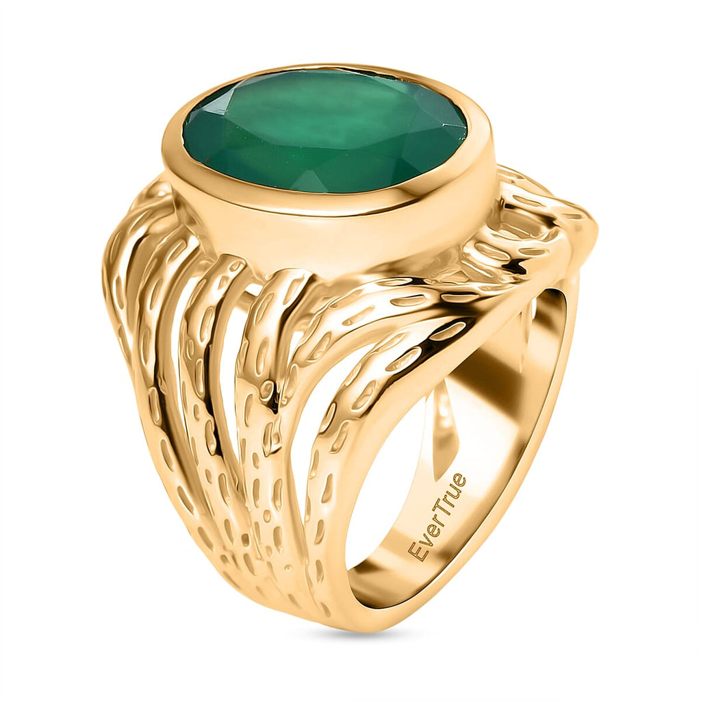 Ever True Verde Onyx Solitaire Ring in Yellow Gold Plating 4.79 Ct.