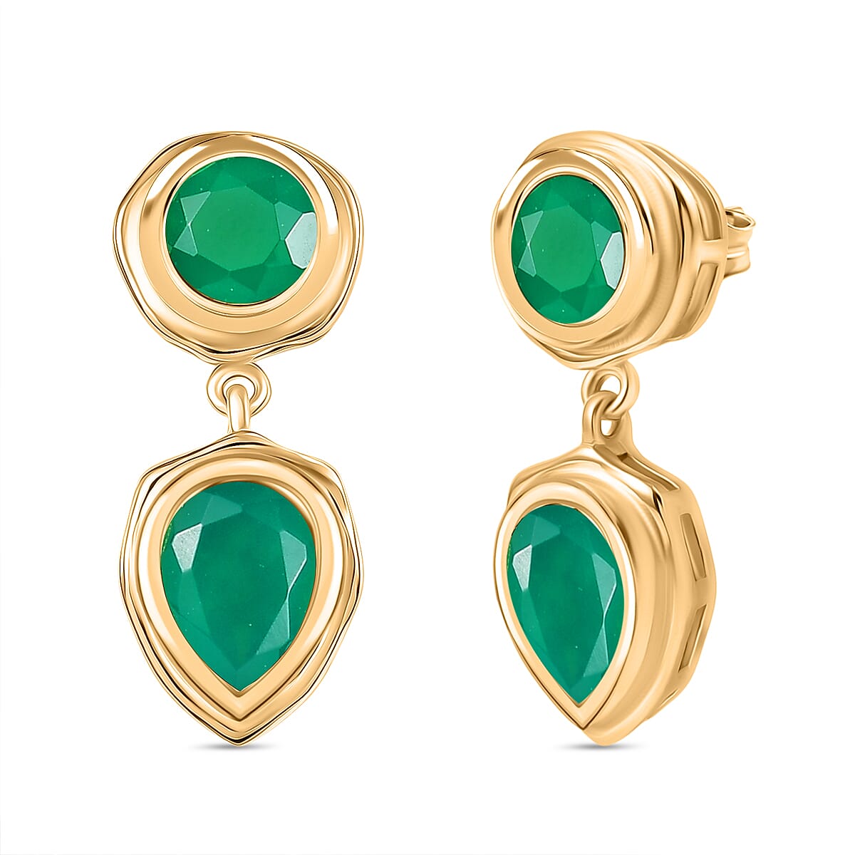 Verde Onyx Solitaire Stud Push Post Earring in Yellow Gold Plating 3.58 Ct. 8207975 0