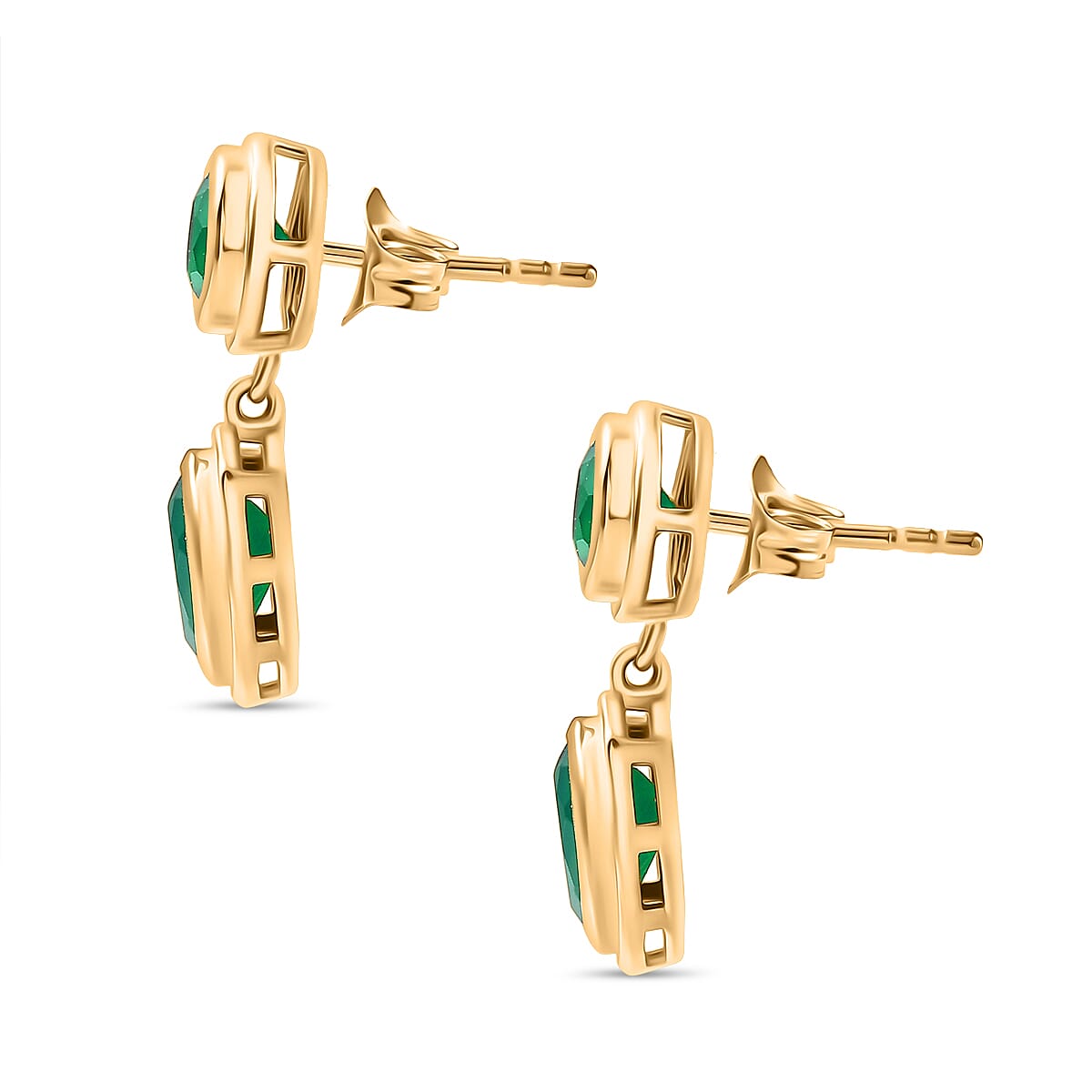 Verde Onyx Solitaire Stud Push Post Earring in Yellow Gold Plating 3.58 Ct. 8207975 4