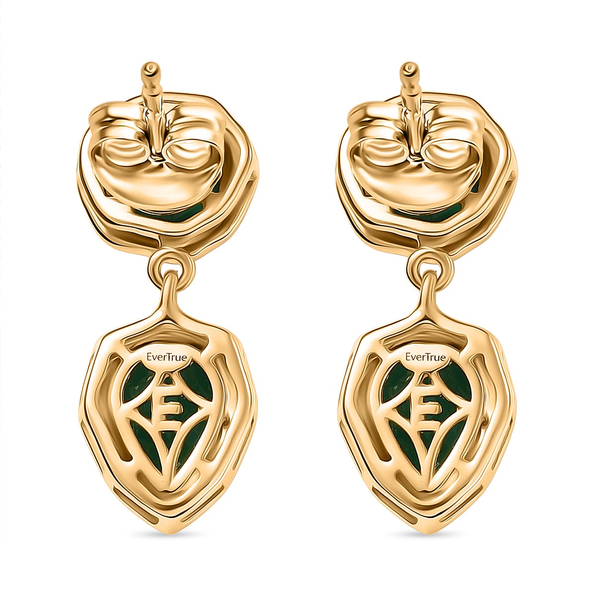Verde Onyx Solitaire Stud Push Post Earring in Yellow Gold Plating 3.58 Ct. 8207975 5