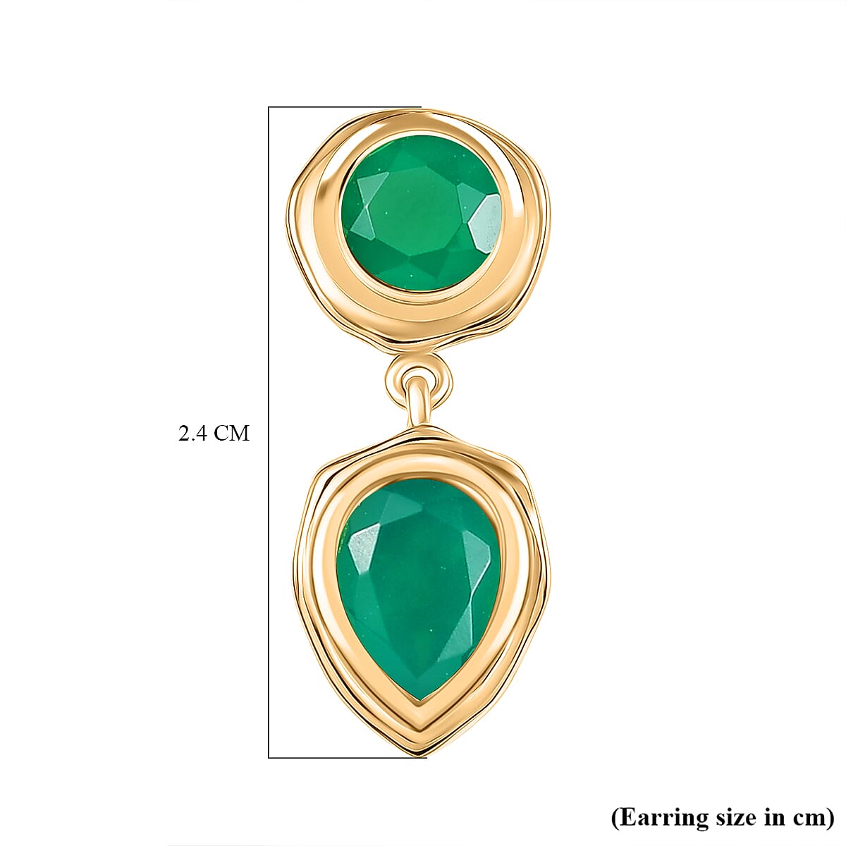 Verde Onyx Solitaire Stud Push Post Earring in Yellow Gold Plating 3.58 Ct. 8207975 6