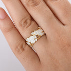 Natural White Diamond Floral Ring In Yellow Gold Plating