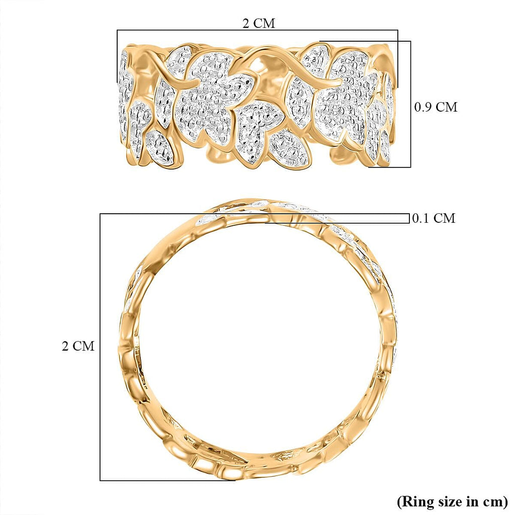 Natural White Diamond Floral Ring In Yellow Gold Plating