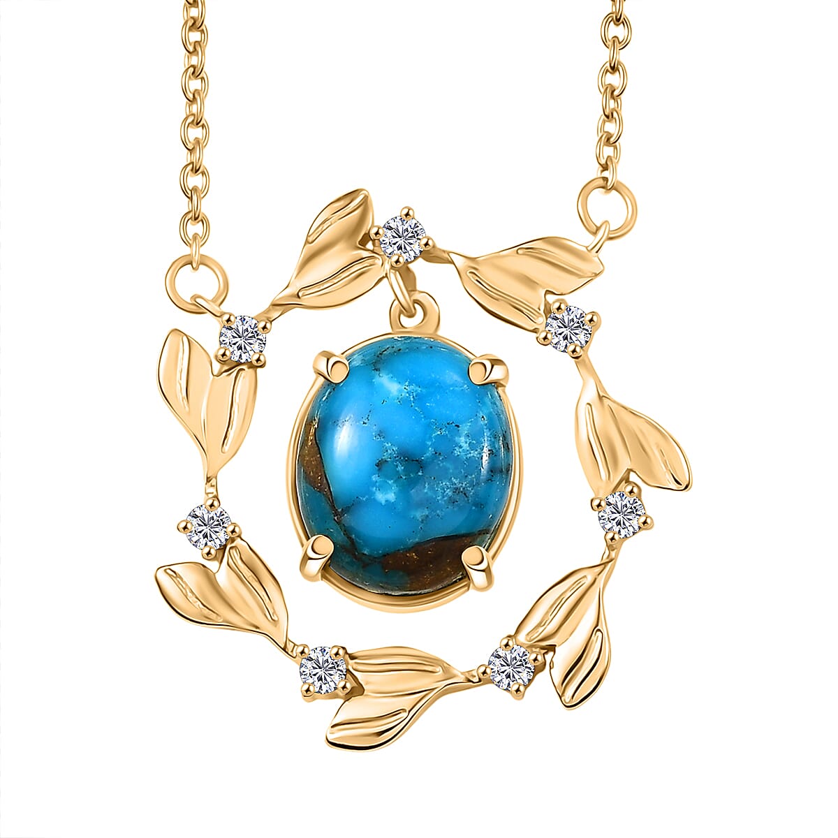 Tucson Find - Blue Turquoise Circle Leaf  Necklace 5.00 Ct. 8179814 0
