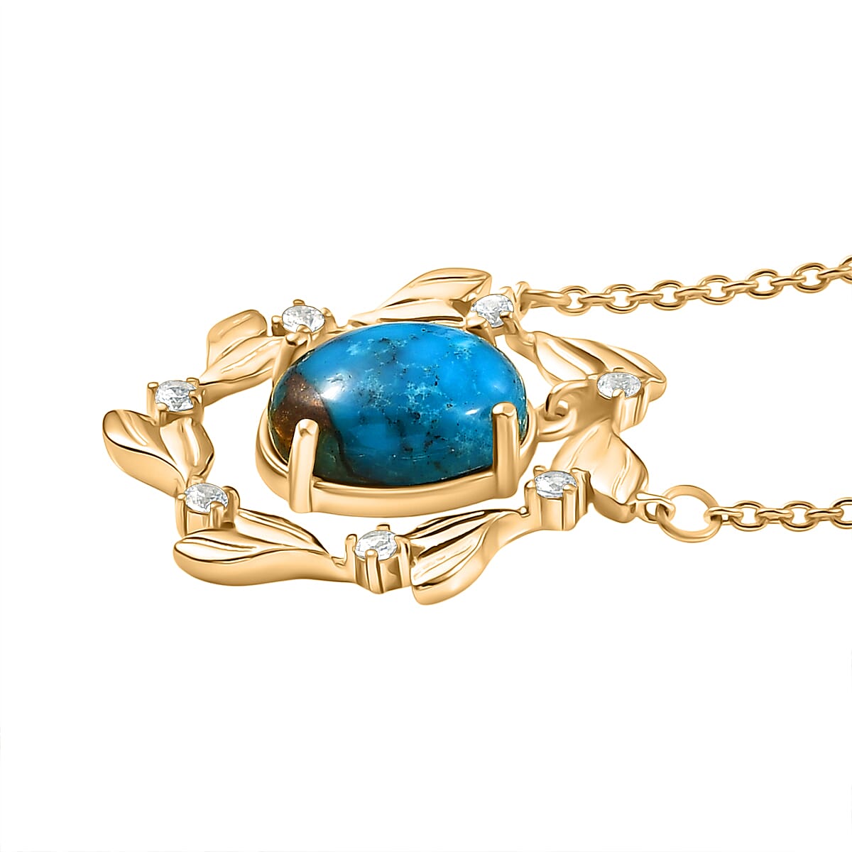Tucson Find - Blue Turquoise Circle Leaf  Necklace 5.00 Ct. 8179814 4