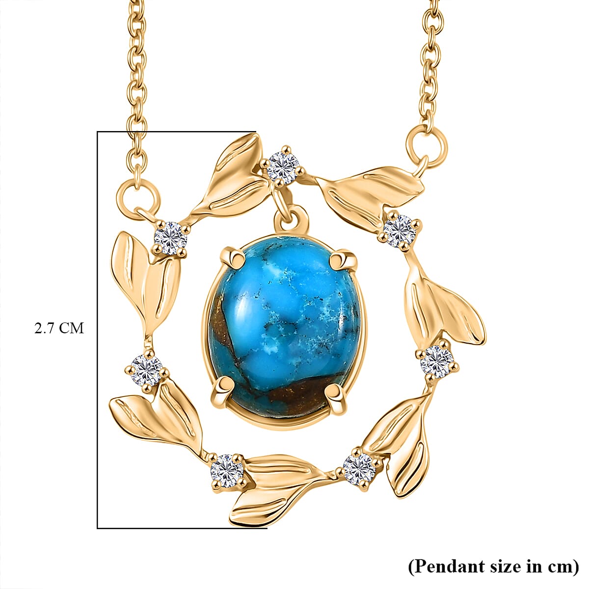 Tucson Find - Blue Turquoise Circle Leaf  Necklace 5.00 Ct. 8179814 7
