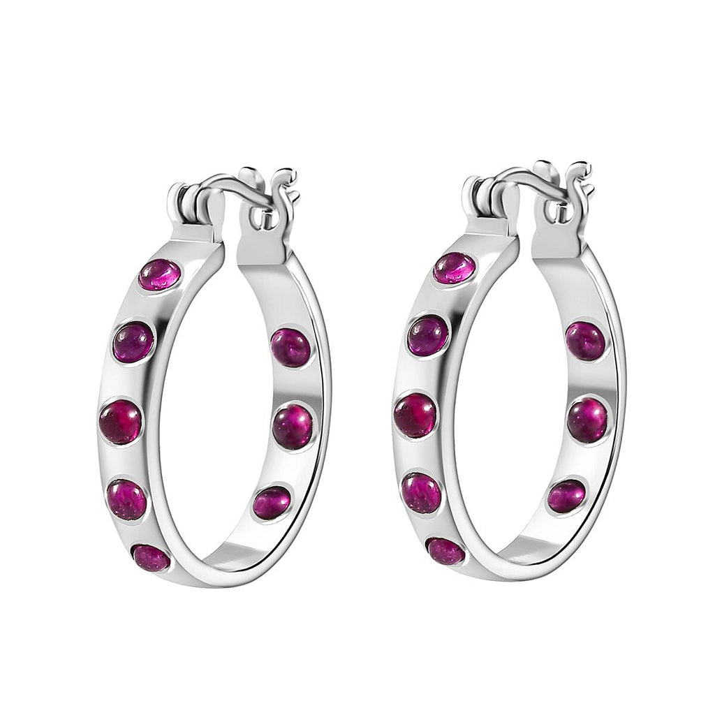 EverTrue 2 Piece Set - African Ruby J Hoop Half Hoop Earring & Band Ring 3.58 Ct.