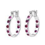 EverTrue 2 Piece Set - African Ruby J Hoop Half Hoop Earring & Band Ring 3.58 Ct.