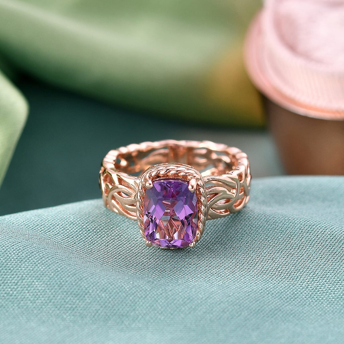 EverTrue Rose De France Amethyst Solitaire Ring in Rose Gold Tone 2.20 Ct. V32757105 3