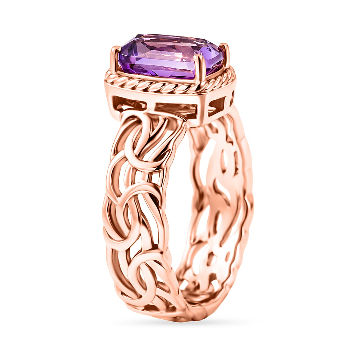 EverTrue Rose De France Amethyst Solitaire Ring in Rose Gold Tone 2.20 Ct. V32757105 4