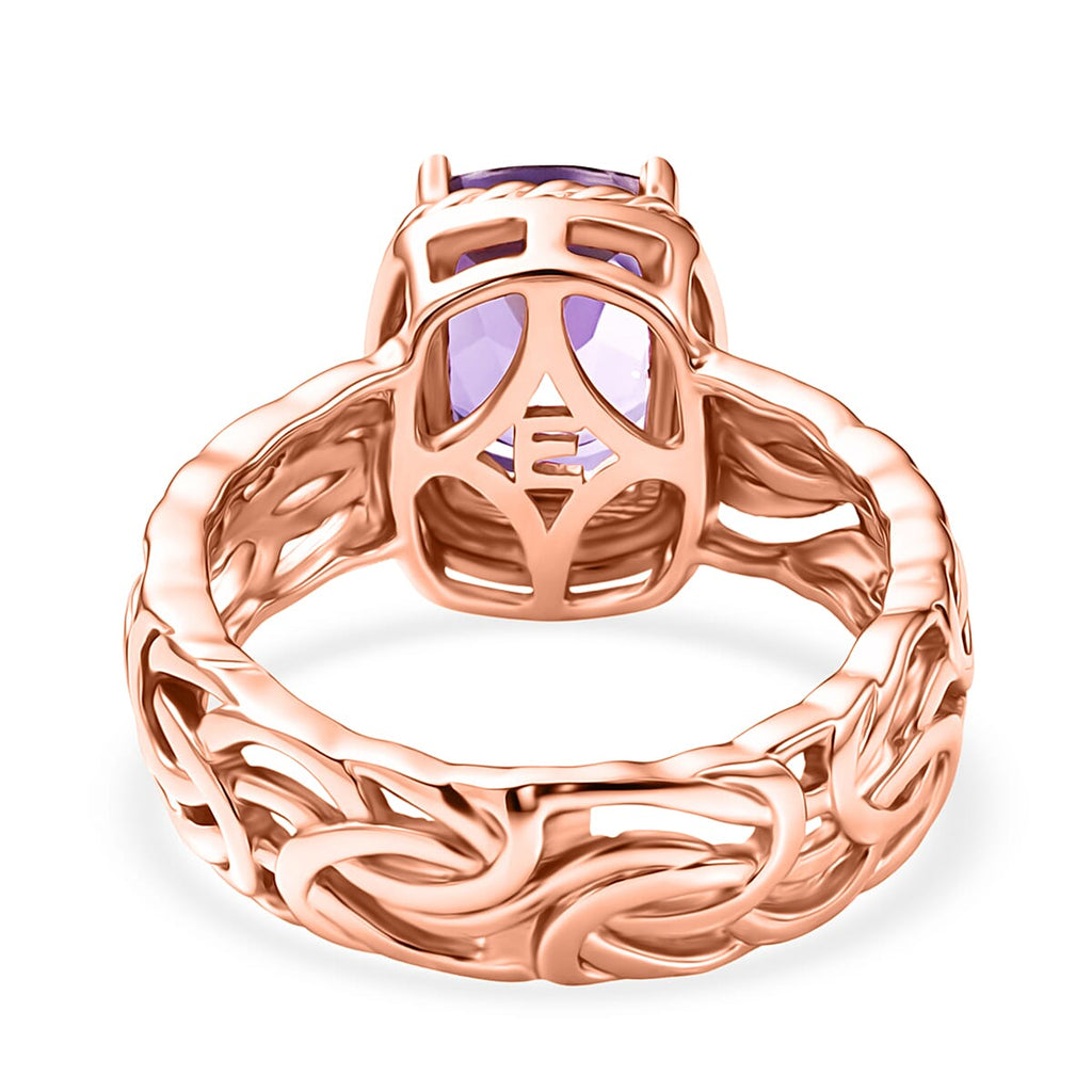 EverTrue Rose De France Amethyst Solitaire Ring in Rose Gold Tone 2.20 Ct.