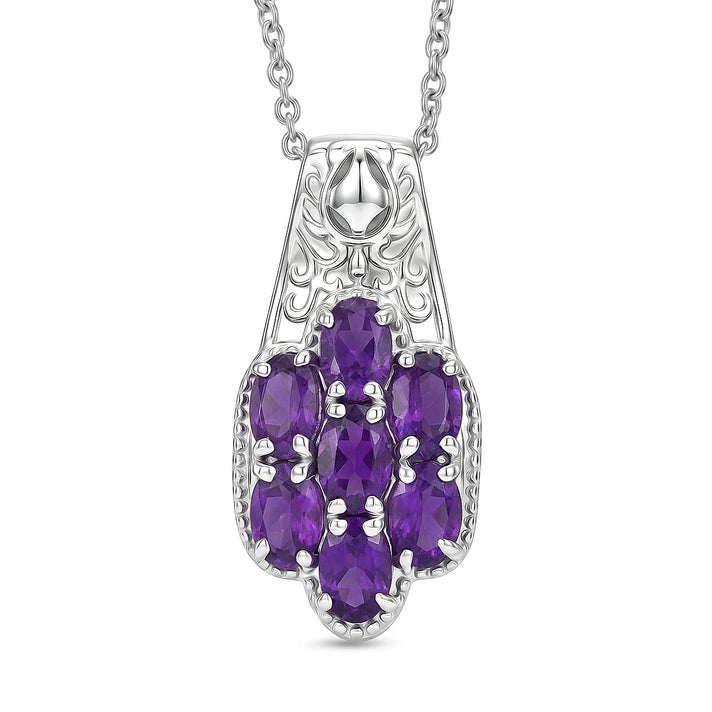 EverTrue Natural Mozambique Garnet Floral Cluster Pendant with Chain With Magnetic Clasp (Size 20) 4.19 Ct. 4460682 1