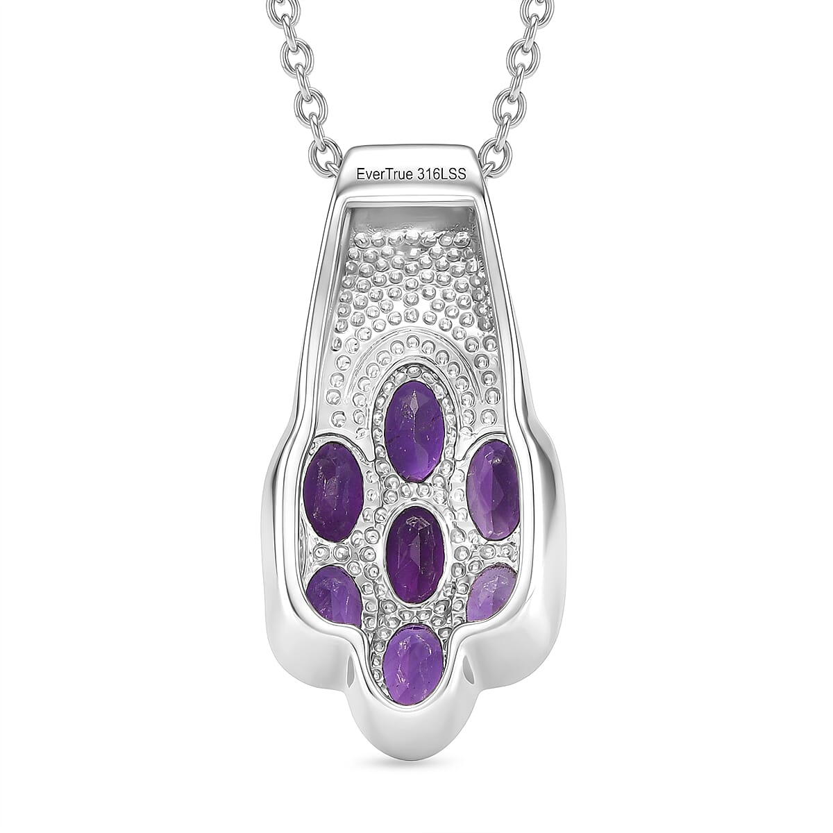 EverTrue Natural Zambian Amethyst Floral Cluster Pendant with Chain With Magnetic Clasp (Size 20) 3.00 Ct. V32520675 5