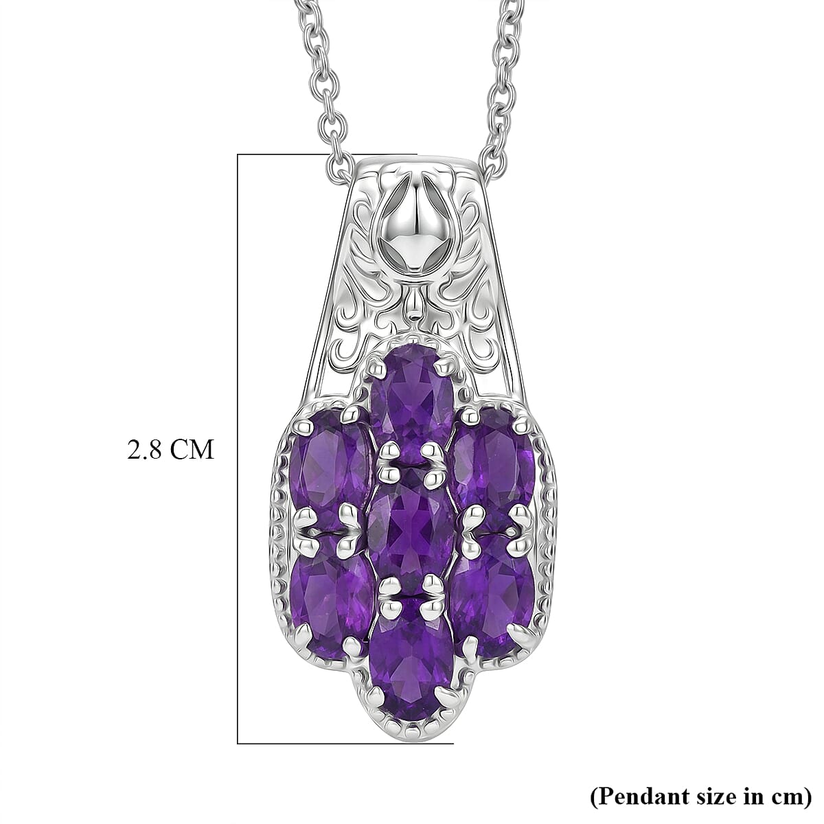 EverTrue Natural Zambian Amethyst Floral Cluster Pendant with Chain With Magnetic Clasp (Size 20) 3.00 Ct. V32520675 6
