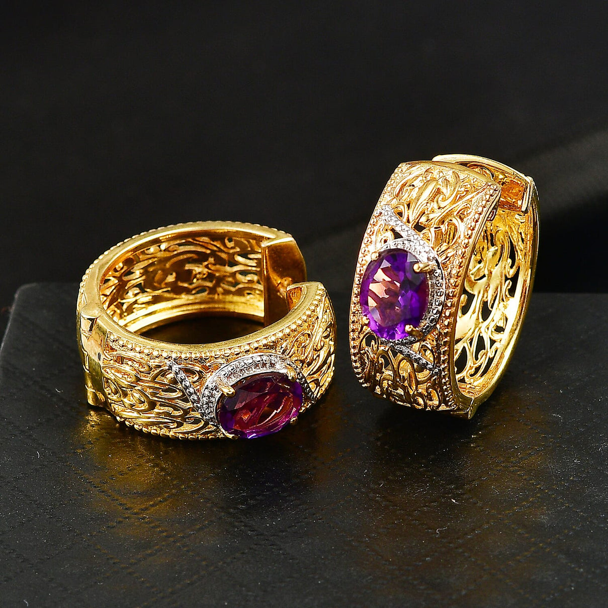 EverTrue African Amethyst Hoop Earring in Two Tone 3.42 Ct. 8305406 2
