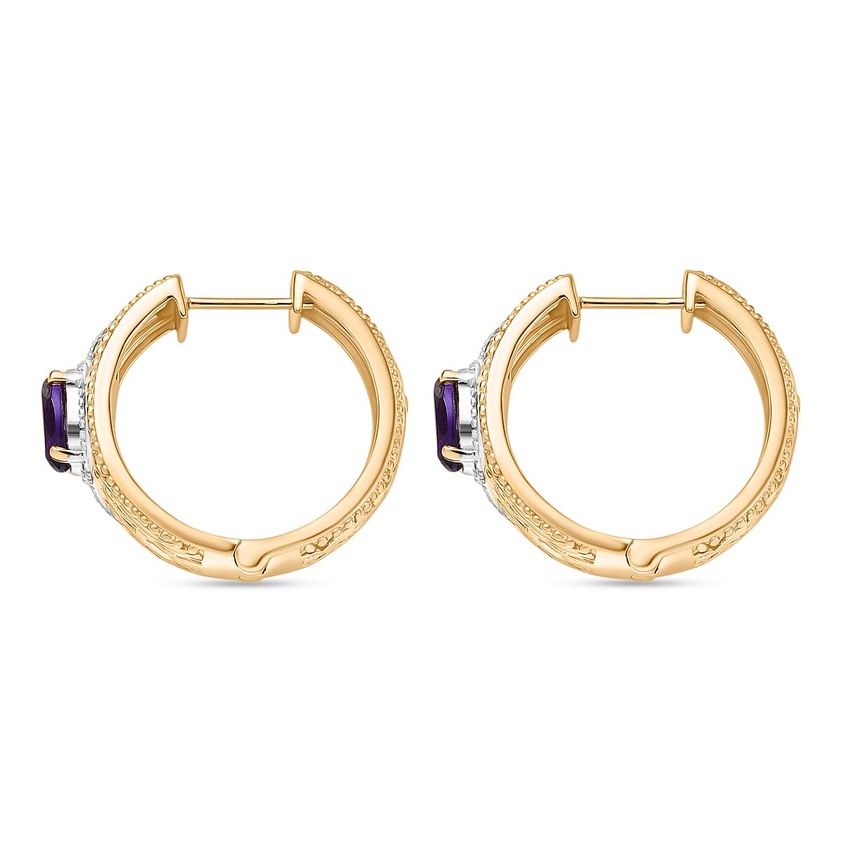 EverTrue African Amethyst Hoop Earring in Two Tone 3.42 Ct. 8305406 4