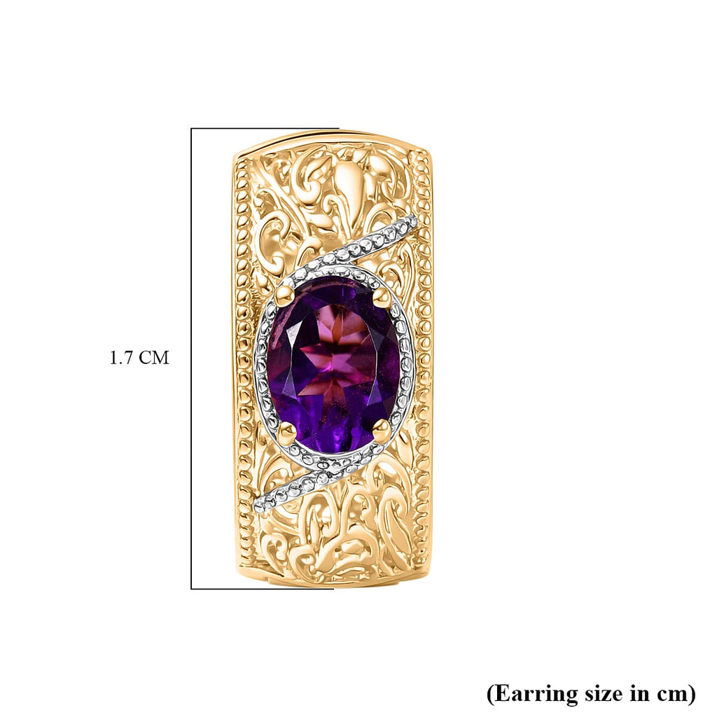 EverTrue African Amethyst Hoop Earring in Two Tone 3.42 Ct.
