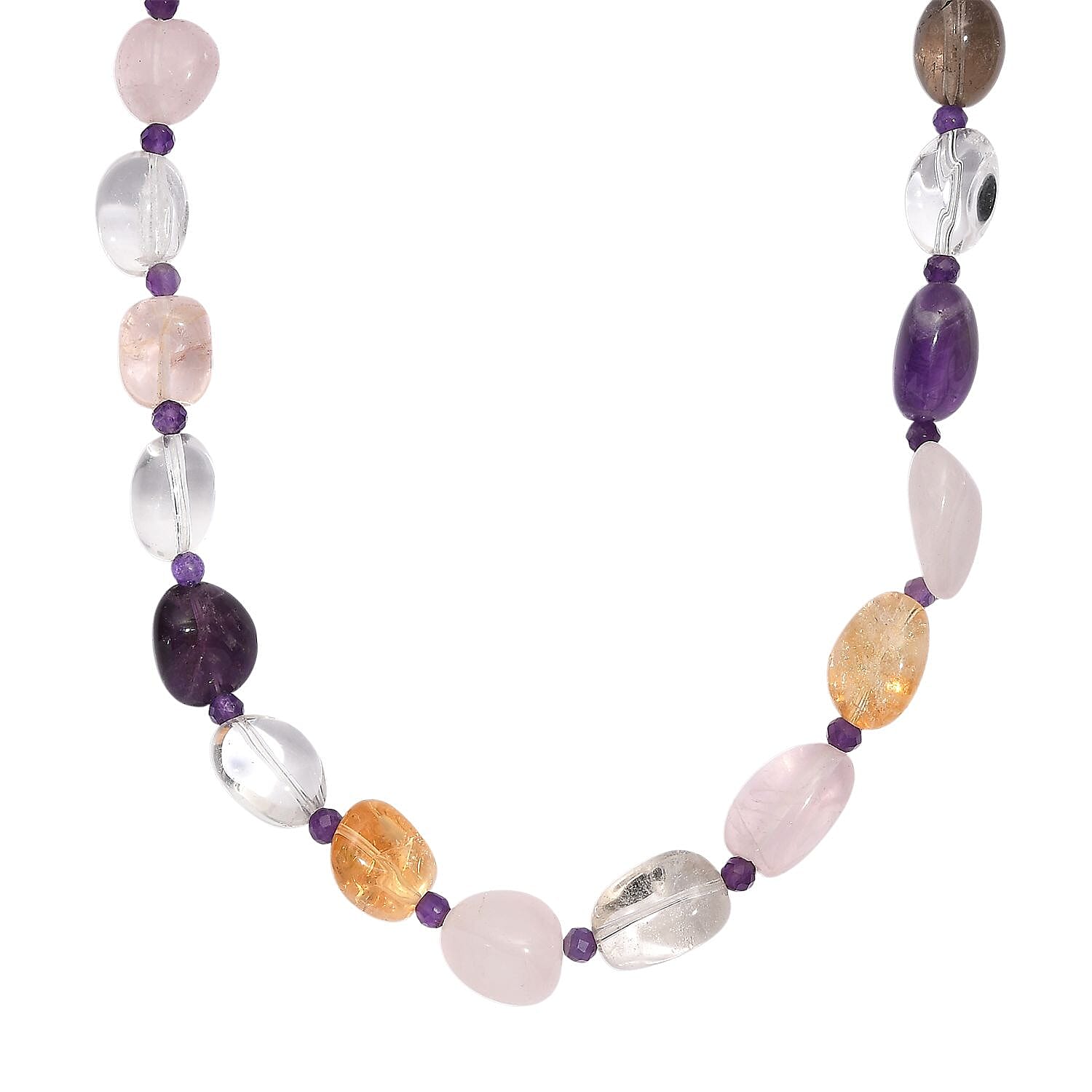EverTrue African Amethyst &amp; Multi Gemstones Beads Necklace (Size 18 - 1 Ext) with Senorita Clasp in White Colour Tone 280.00 Ct. 8320414 0
