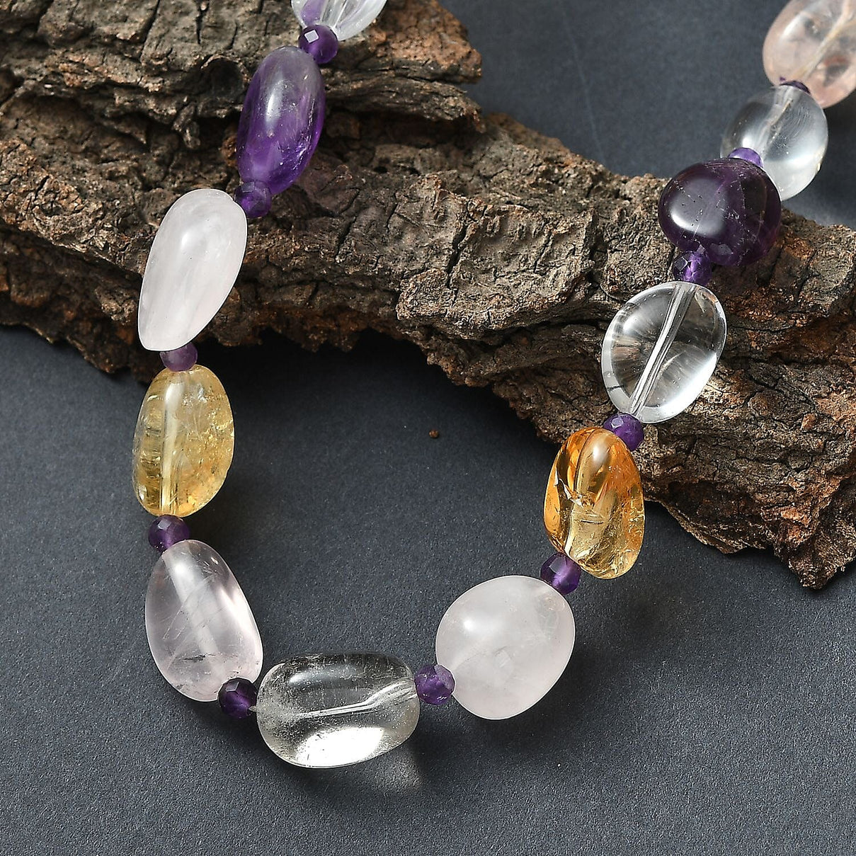 EverTrue African Amethyst &amp; Multi Gemstones Beads Necklace (Size 18 - 1 Ext) with Senorita Clasp in White Colour Tone 280.00 Ct. 8320414 3