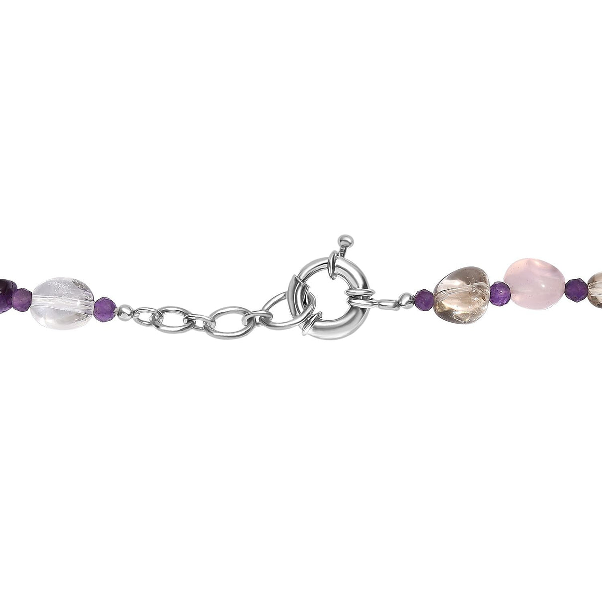EverTrue African Amethyst &amp; Multi Gemstones Beads Necklace (Size 18 - 1 Ext) with Senorita Clasp in White Colour Tone 280.00 Ct. 8320414 5