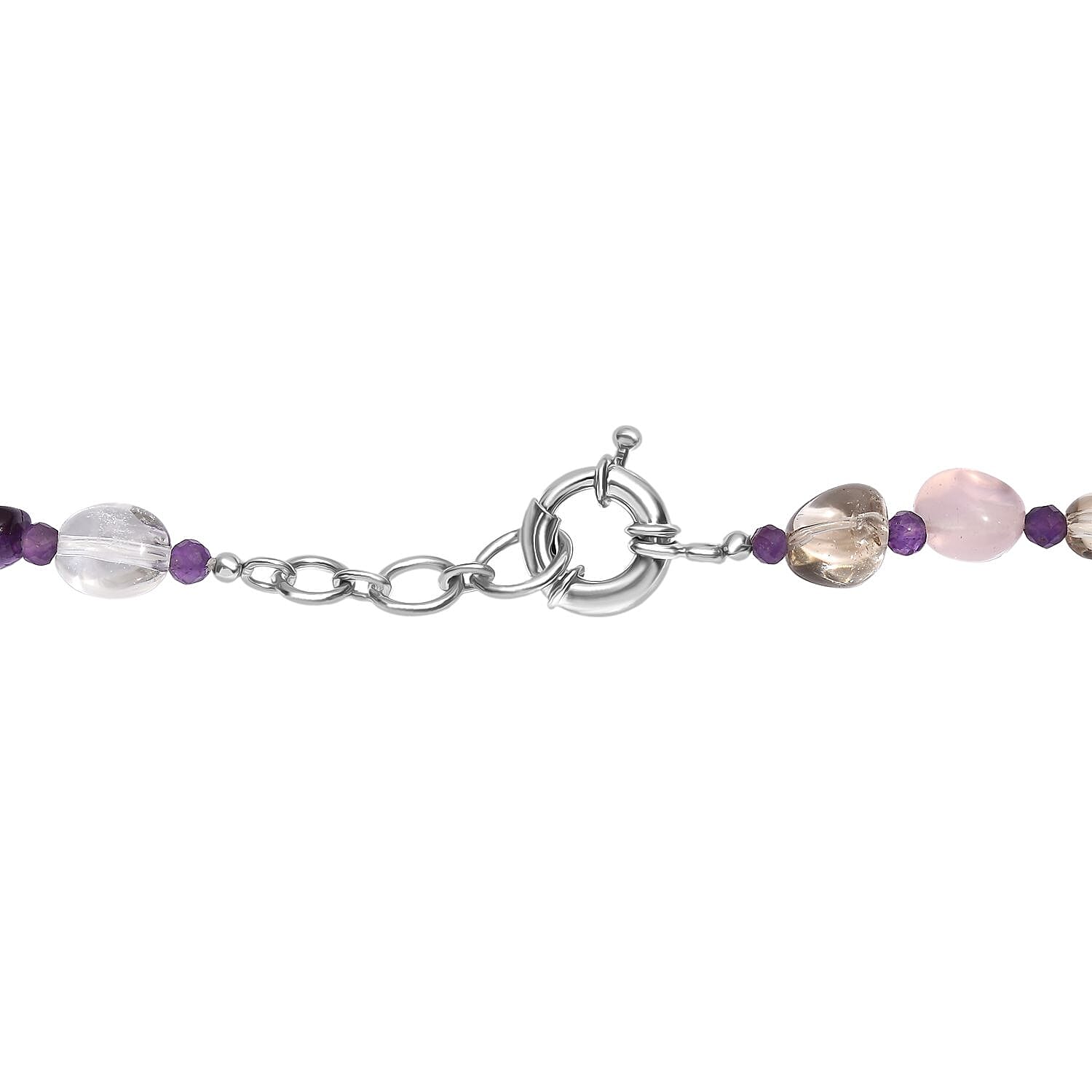 EverTrue African Amethyst &amp; Multi Gemstones Beads Necklace (Size 18 - 1 Ext) with Senorita Clasp in White Colour Tone 280.00 Ct. 8320414 5