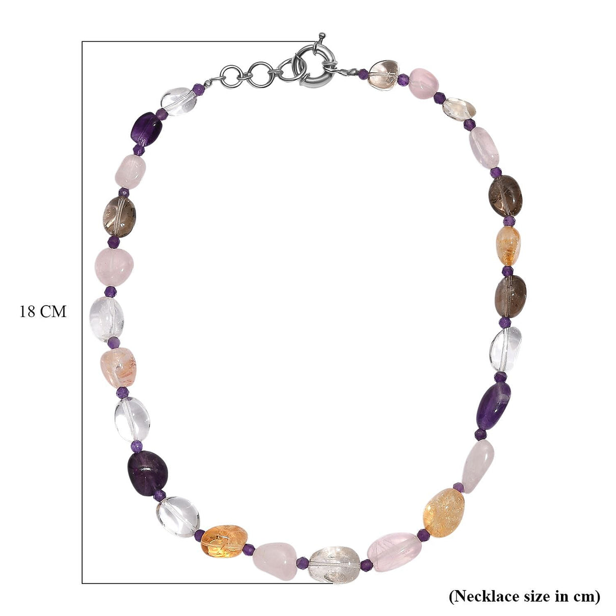 EverTrue African Amethyst &amp; Multi Gemstones Beads Necklace (Size 18 - 1 Ext) with Senorita Clasp in White Colour Tone 280.00 Ct. 8320414 6