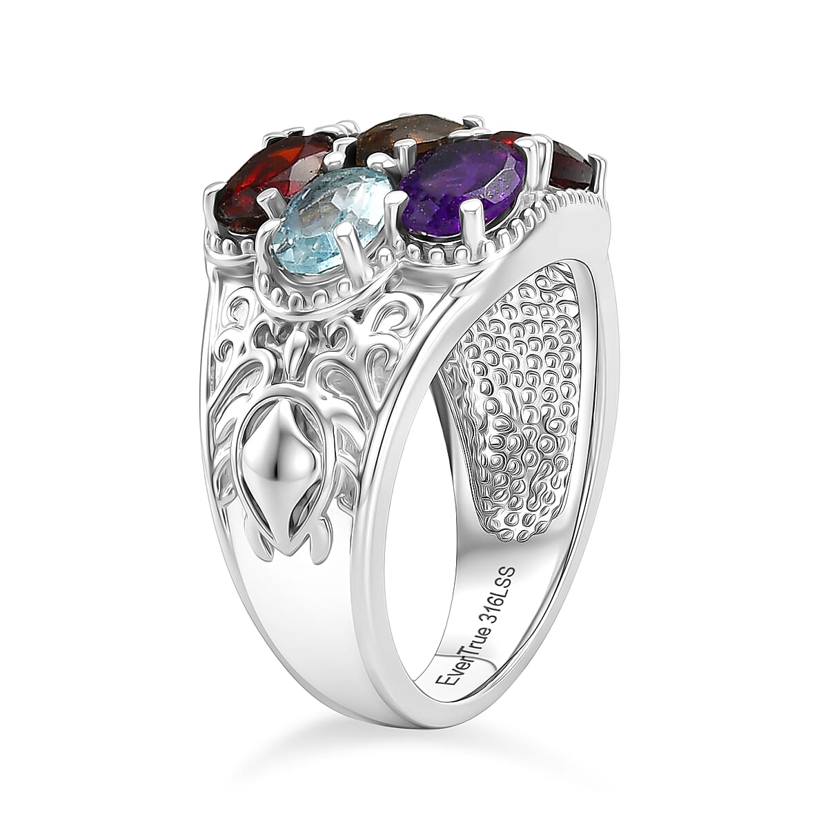 EverTrue African Amethyst &amp; Multi Gemstones Cluster Ring 3.20 Ct. 8509034 4